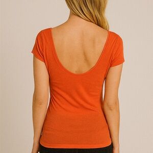 Victoria's Secret Salmon/Coral colored cotton tee with low back